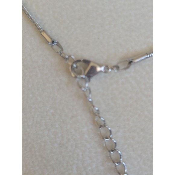 Floating Heart 18k Plated White Gold Made with Swarovski Crystals Charm Necklace - Picture 7 of 7